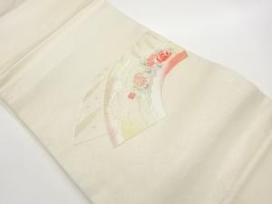 地紙に花々・雲模様刺繍名古屋帯